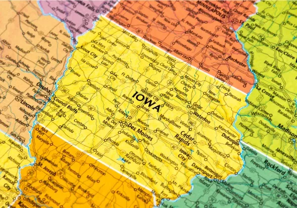 A map showing Iowa, where SoBrite is offering its Iowa Car Wash Water Solutions