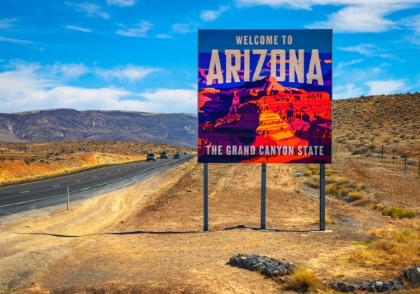 A welcome sign into Arizona, where SoBrite provides their Arizona Car Wash Water Solutions for local car wash operators