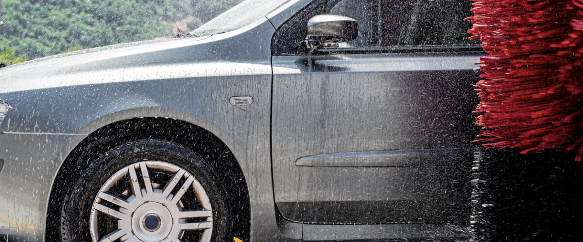 A car goes through a car wash that has received car wash treatments in Indiana